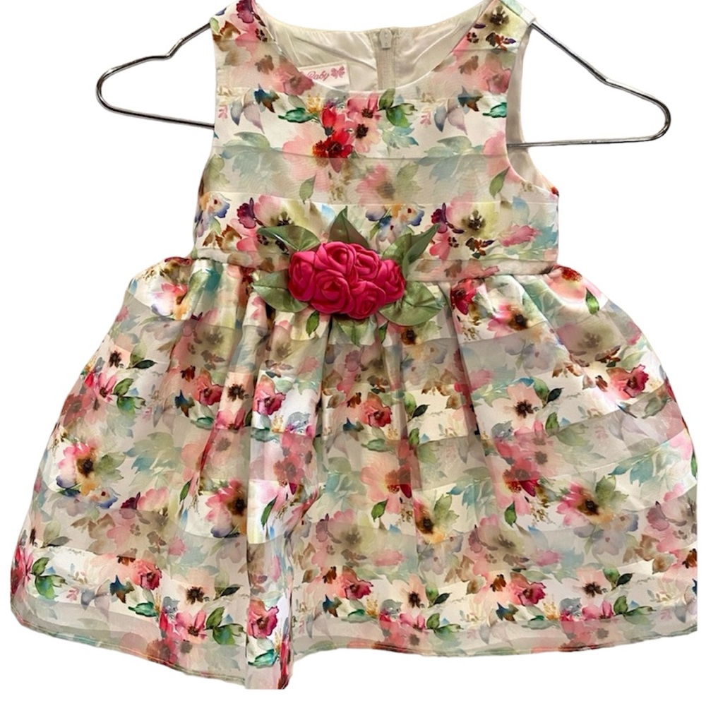 🌺 Beautiful ORGANZA FLORAL DRESS - Bonnie Baby - 12 MO - NWT 🆕